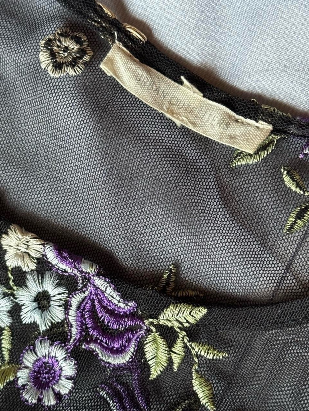 Urban Outfitters Kimchi Blue | Lilac Embroidered Sheer Short Sleeve Tee | size L - Picture 5 of 6